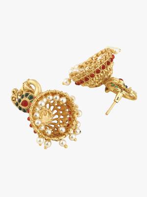 24ct gold-plated peacock shaped handcrafted jhumkas 5