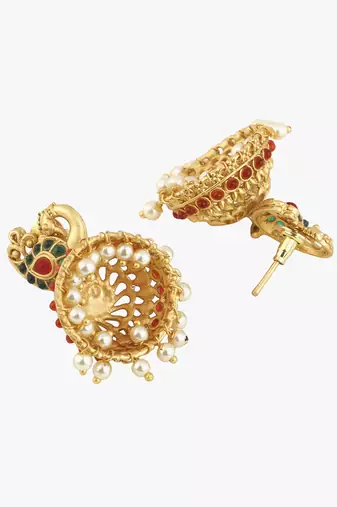 24ct gold-plated peacock shaped handcrafted jhumkas