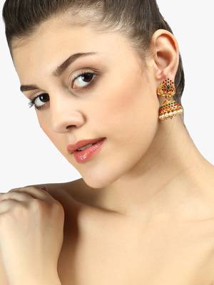 24ct gold-plated peacock shaped handcrafted jhumkas 2