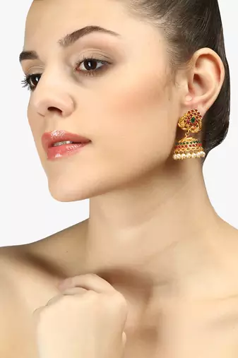 24ct gold-plated peacock shaped handcrafted jhumkas