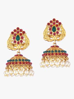 24ct gold-plated peacock shaped handcrafted jhumkas 4
