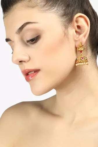 24ct gold-plated dome shaped handcrafted jhumkas
