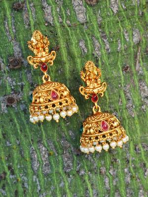 24ct gold-plated dome shaped handcrafted jhumkas 1