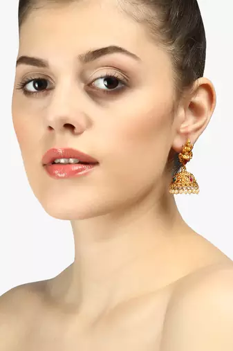 24ct gold-plated dome shaped handcrafted jhumkas