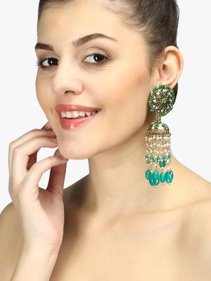 Gold plated beautiul pearl and enameld handcrafted jhumkas 2