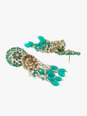 Gold plated beautiul pearl and enameld handcrafted jhumkas 4