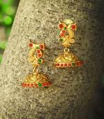 24ct gold-plated peacock shaped handcrafted jhumkas
