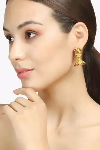 24ct gold-plated peacock shaped handcrafted jhumkas