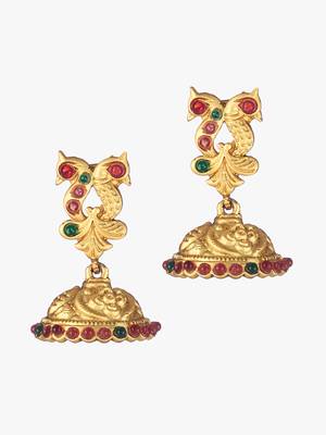 24ct gold-plated peacock shaped handcrafted jhumkas 3