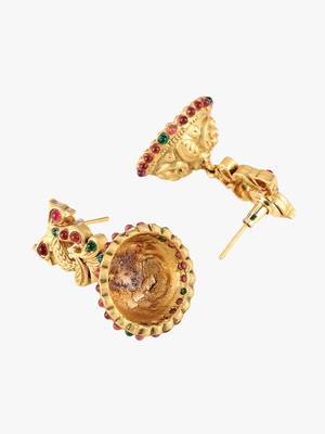 24ct gold-plated peacock shaped handcrafted jhumkas 4