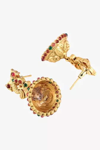 24ct gold-plated peacock shaped handcrafted jhumkas