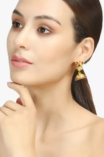 24ct gold-plated peacock shaped handcrafted jhumkas