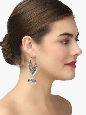 Women oxidised silver-plated chaandbaali earring 2