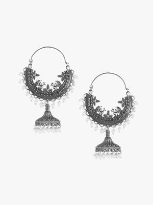 Women oxidised silver-plated chaandbaali earring 3