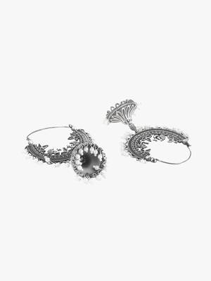 Women oxidised silver-plated chaandbaali earring 4