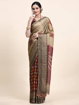 Kalini-Maroon Printed Chiffon Art Sik Saree 1