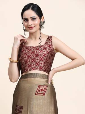 Kalini-Maroon Printed Chiffon Art Sik Saree 4
