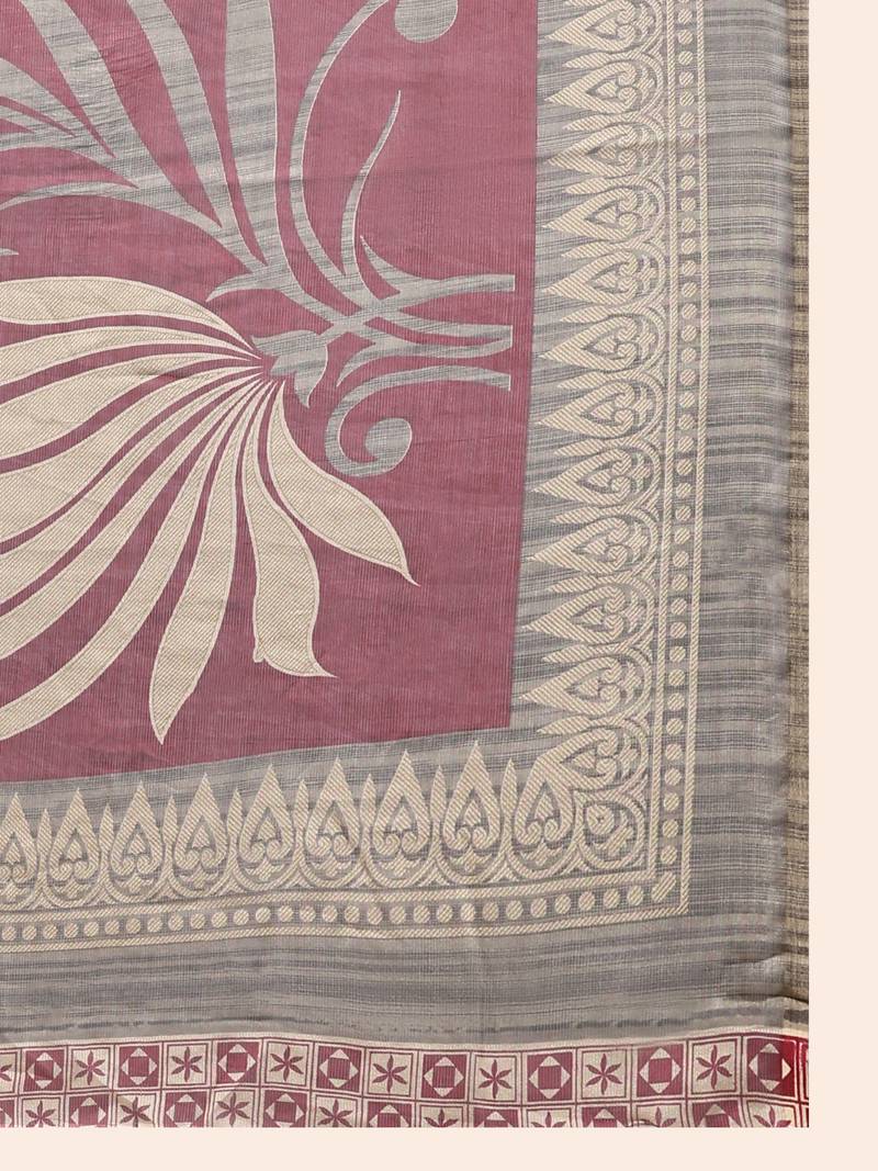 Kalini-Maroon Printed Chiffon Art Sik Saree