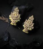 Women gold-plated handcrafted  stone studded jhumki