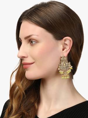 Women gold-plated handcrafted  stone studded jhumki 2