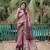 Indiatellme Dark Baby Pink and Brown Silk Jacquard Bandhni Saree with Blouse