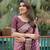 Indiatellme Dark Baby Pink and Brown Silk Jacquard Bandhni Saree with Blouse