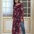 Wine Butti with Floral Degital print Nayra Cut Kurti
