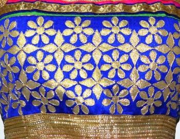 Blue and golden Embroidered cotton Traditional Blouse 1