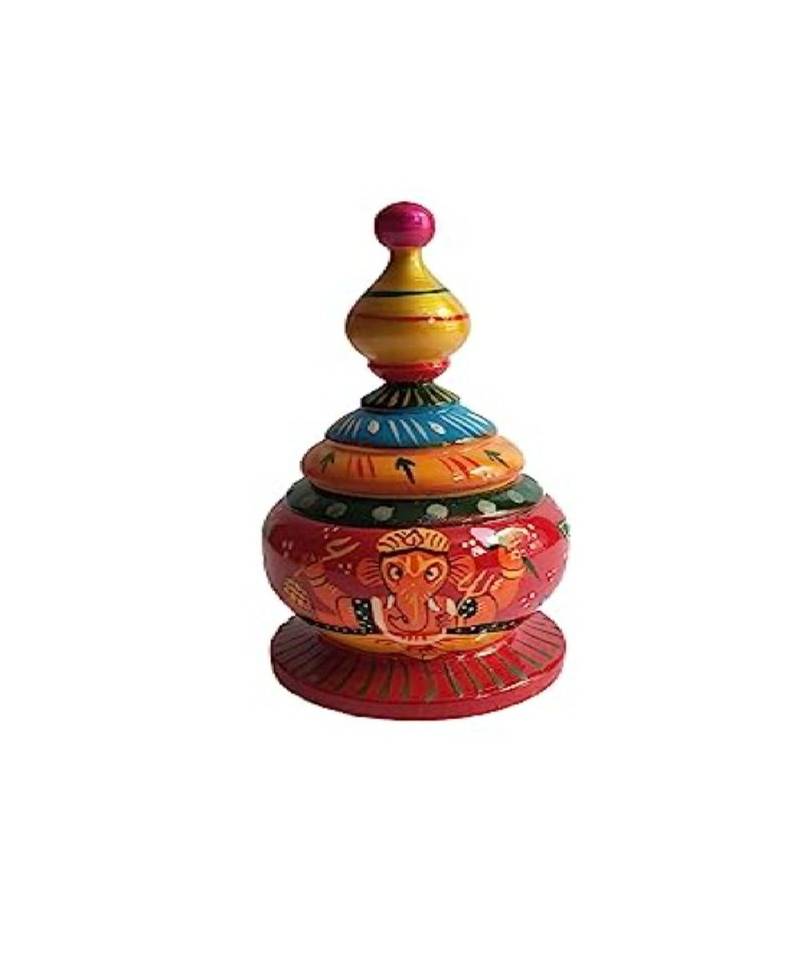 Salvus APP SOLUTIONS Long Round Ganesh Print Sindoor Box/Kumkum Dani, Decorative Pill Box For Women (3x6 Inch) (Medium)