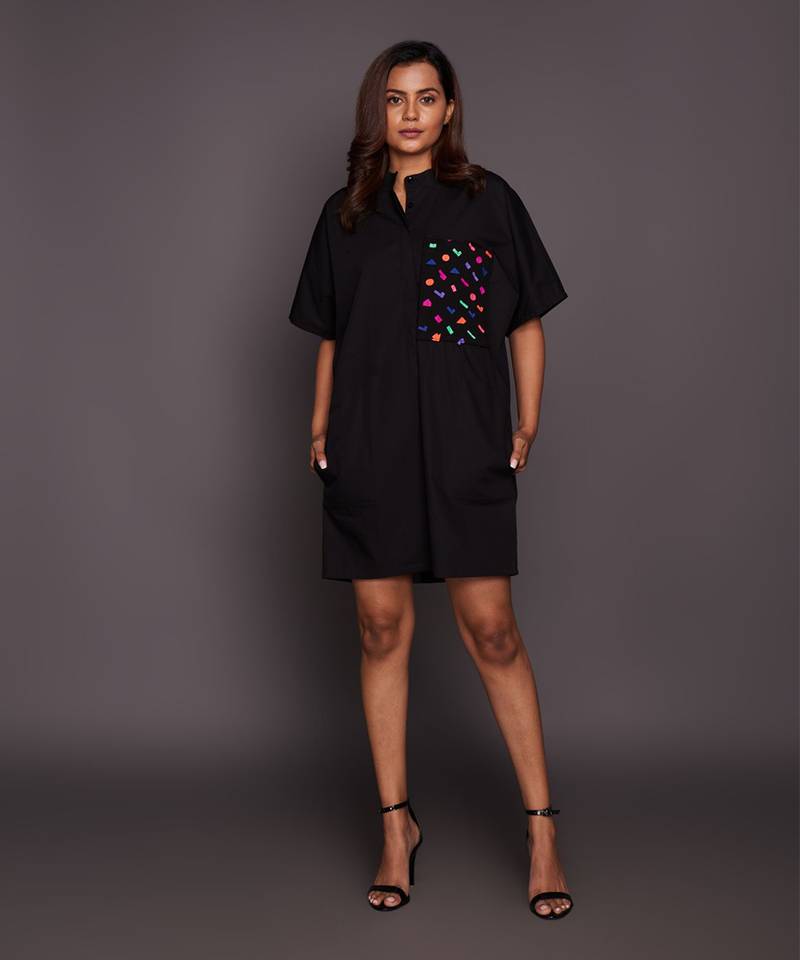 Black cotton box fit dress - DEEPIKA ARORA - 4189969