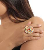 Multicolour floral adjustable ring