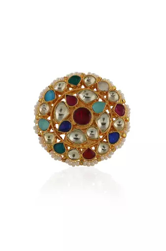 Multicolour floral adjustable ring