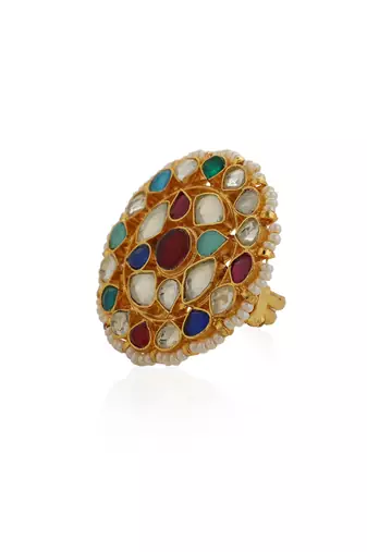 Multicolour floral adjustable ring