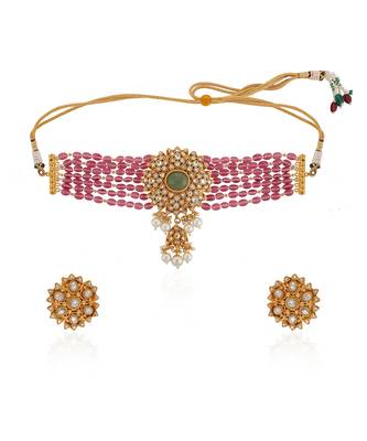Light pink jadau choker set 3