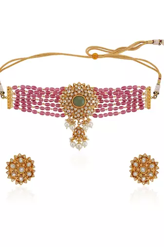 Light pink jadau choker set