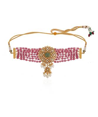 Light pink jadau choker set 4
