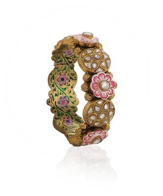 Pink and green meena work bangles 3