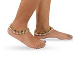 Red and green stone with white pearl payal