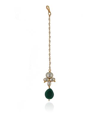 Green drop white small maangtikka 2