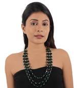 Emerald green beads with white pearl three layered maala