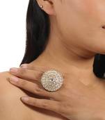 White flower jadtar ring
