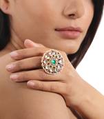 Pink & green flower ring