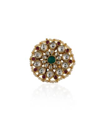 Pink & green flower ring 2