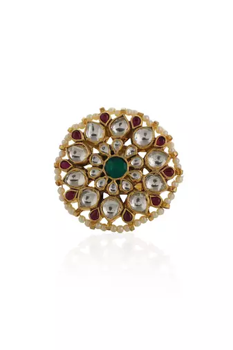 Pink & green flower ring