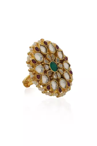Pink & green flower ring
