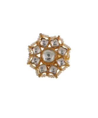 White flower unique design jadtar stone ring 2