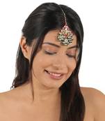White and pink embellished maangtikka
