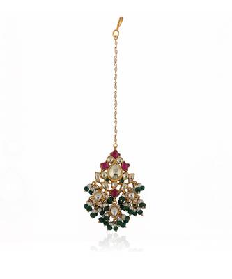 White and pink embellished maangtikka 2