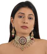 White and pink choker set