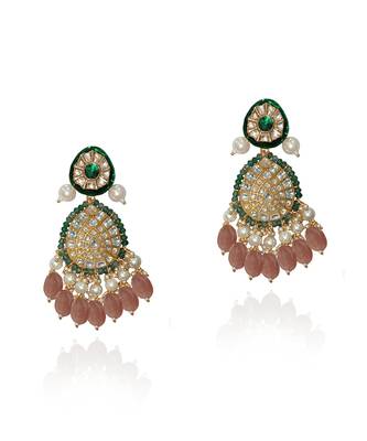 Green meenakari earrings 2
